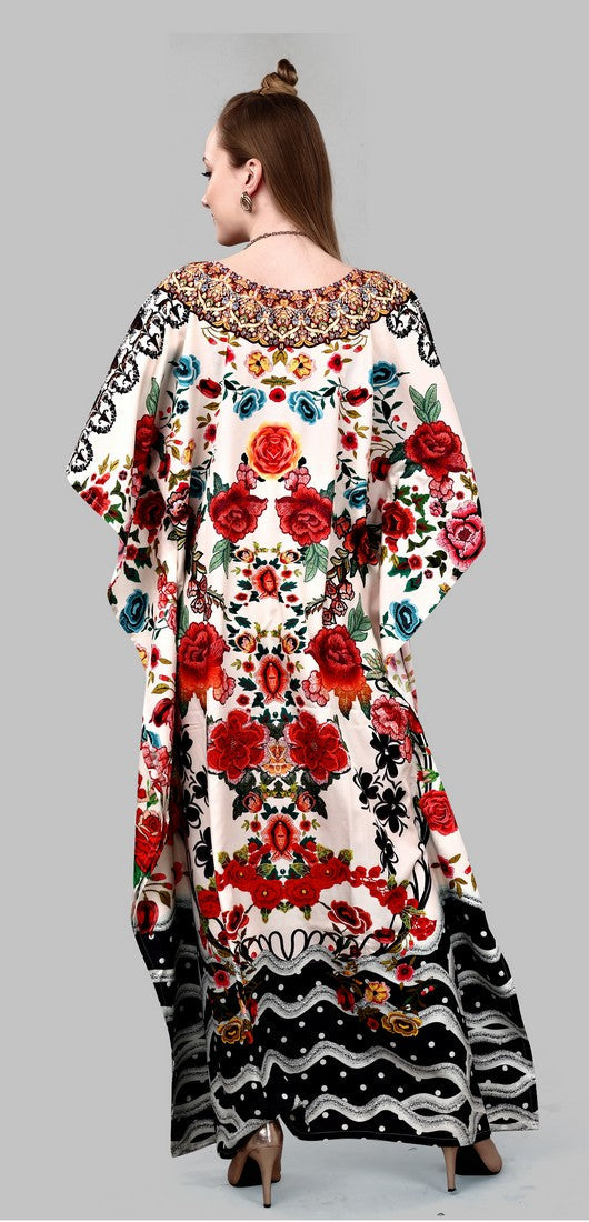 Striking Cream Color Polyester Fabric Kaftan