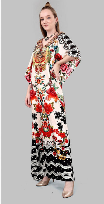 Striking Cream Color Polyester Fabric Kaftan