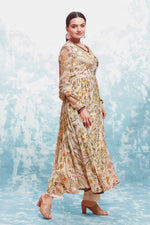Amazing Cream Color Chiffon Fabric Designer Suit