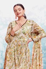 Amazing Cream Color Chiffon Fabric Designer Suit