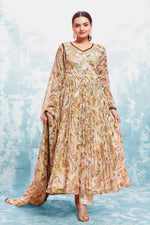 Amazing Cream Color Chiffon Fabric Designer Suit