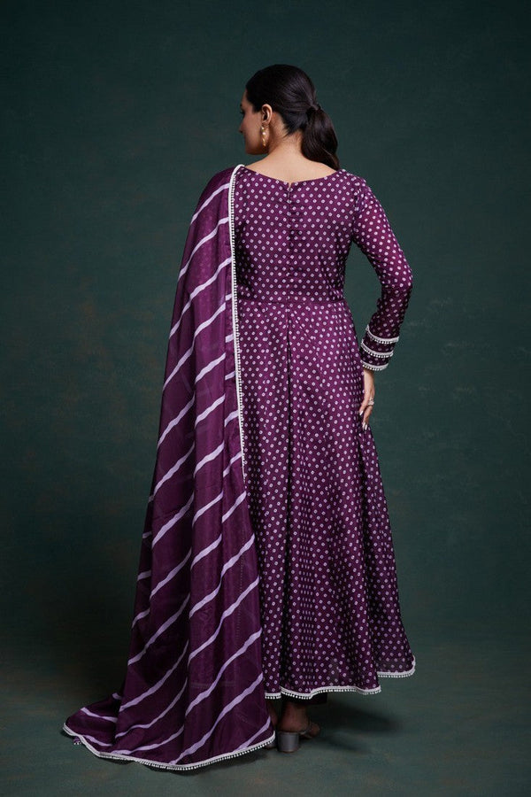 Amazing Purple Color Crepe Fabric Designer Suit