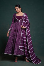 Amazing Purple Color Crepe Fabric Designer Suit