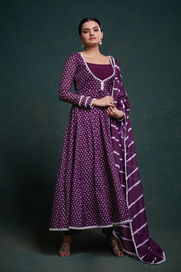 Amazing Purple Color Crepe Fabric Designer Suit