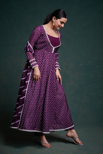 Amazing Purple Color Crepe Fabric Designer Suit