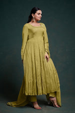 Amazing Green Color Organza Fabric Designer Suit
