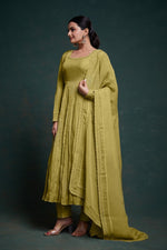 Amazing Green Color Organza Fabric Designer Suit