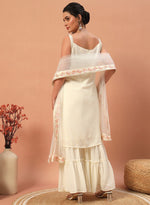 Tasteful Cream Color Georgette Fabric Sharara Suit