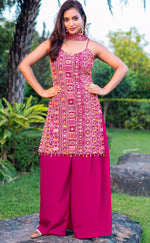 Tasteful Magenta Color Chinon Fabric Plazzo Suit