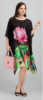 Dazzling Black Color Georgette Fabric Kaftan