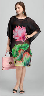 Dazzling Black Color Georgette Fabric Kaftan