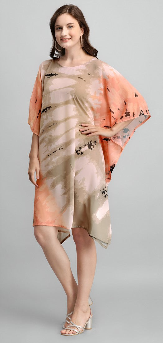 Dazzling Beige Color Georgette Fabric Kaftan