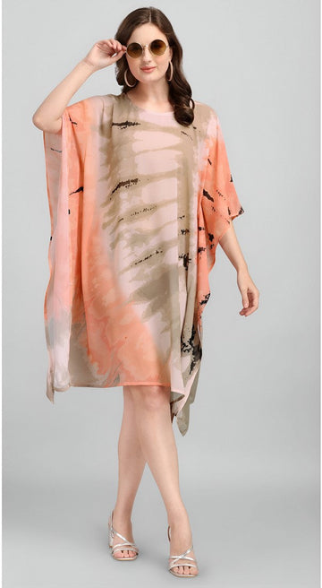 Dazzling Beige Color Georgette Fabric Kaftan