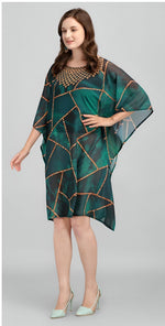 Dazzling Green Color Georgette Fabric Kaftan
