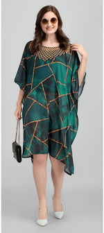 Dazzling Green Color Georgette Fabric Kaftan