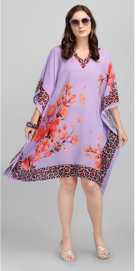 Dazzling Purple Color Georgette Fabric Kaftan