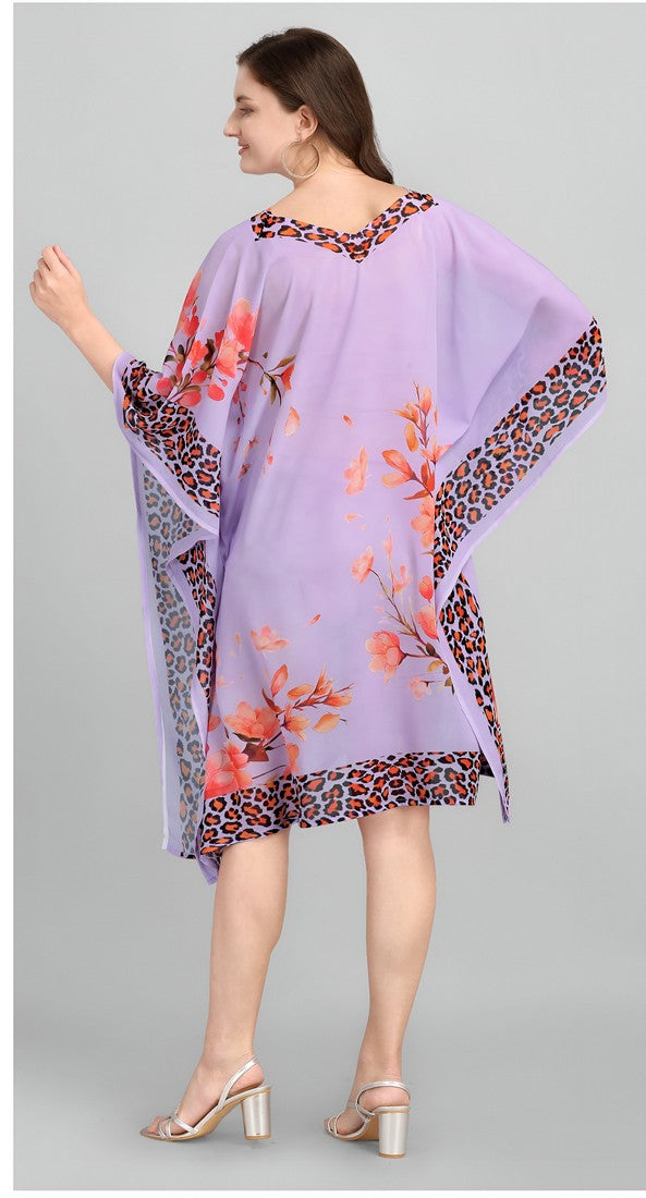 Dazzling Purple Color Georgette Fabric Kaftan