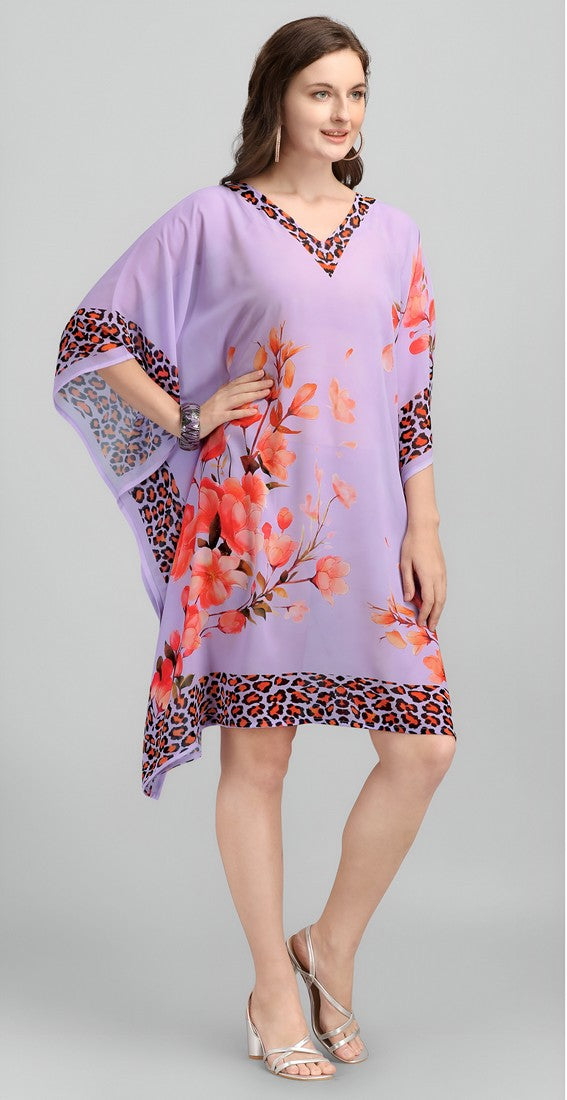 Dazzling Purple Color Georgette Fabric Kaftan