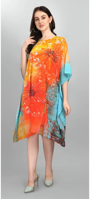 Amazing Orange Color Georgette Fabric Kaftan