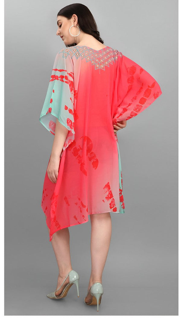 Amazing Red Color Georgette Fabric Kaftan