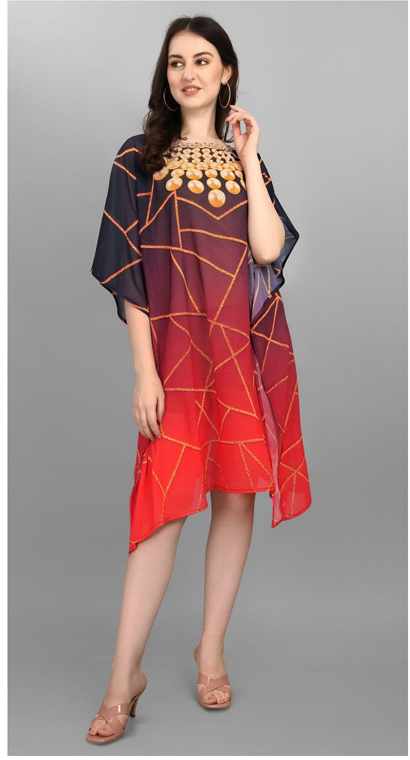 Amazing Multi Color Georgette Fabric Kaftan