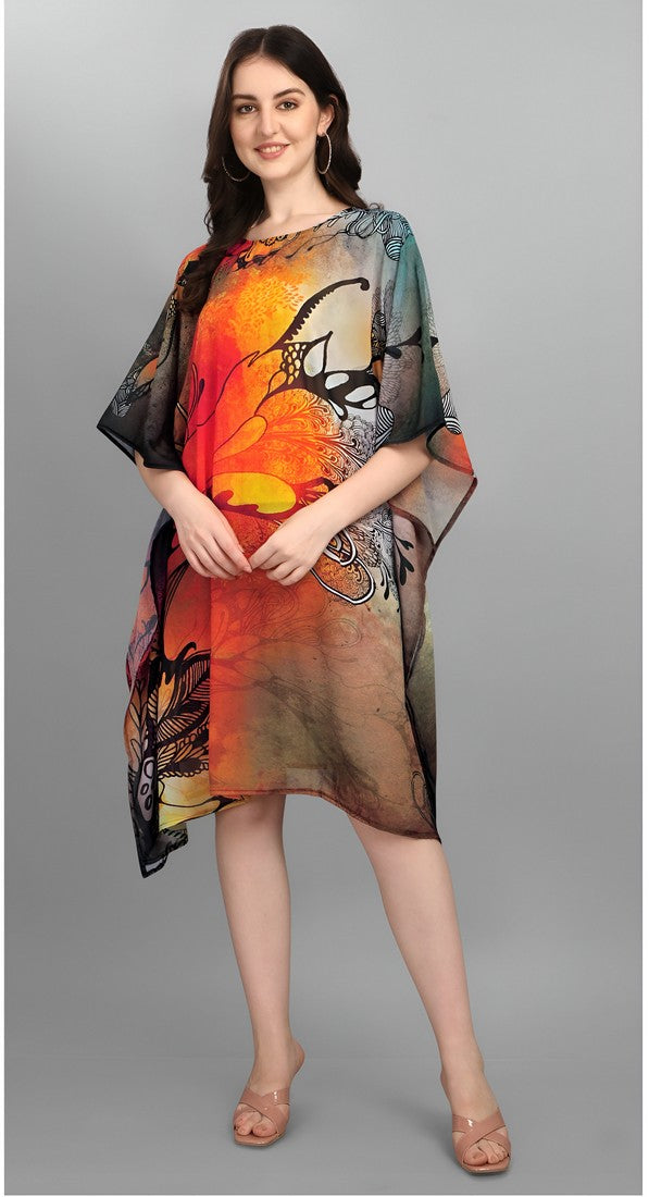 Amazing Multi Color Georgette Fabric Kaftan