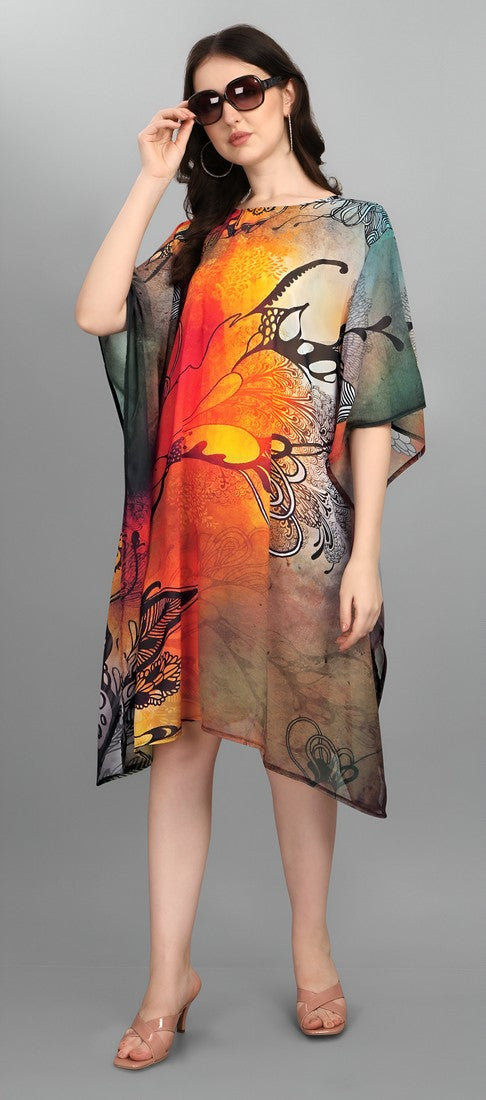 Amazing Multi Color Georgette Fabric Kaftan