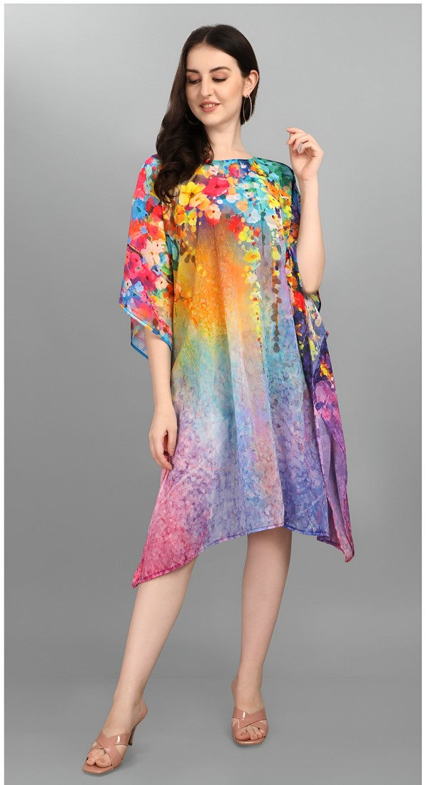 Amazing Multi Color Georgette Fabric Kaftan