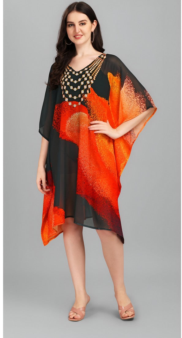 Ideal Black Color Georgette Fabric Kaftan