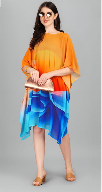 Ideal Orange Color Georgette Fabric Kaftan