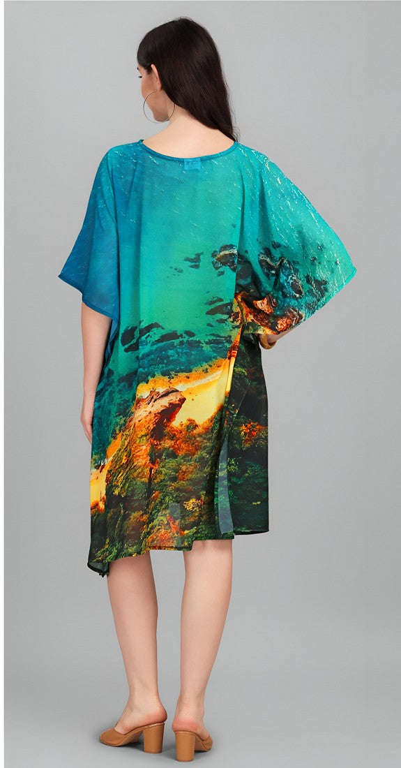 Ideal Turquoise Color Georgette Fabric Kaftan