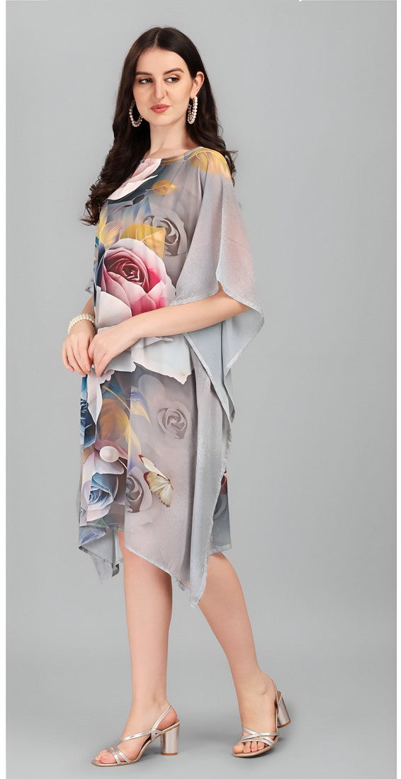 Ideal Grey Color Georgette Fabric Kaftan