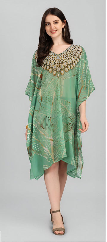 Beautiful Green Color Georgette Fabric Indowestern