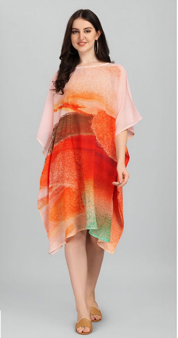 Beautiful Orange Color Georgette Fabric Indowestern