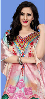 Amazing Pink Color Satin Fabric Indowestern