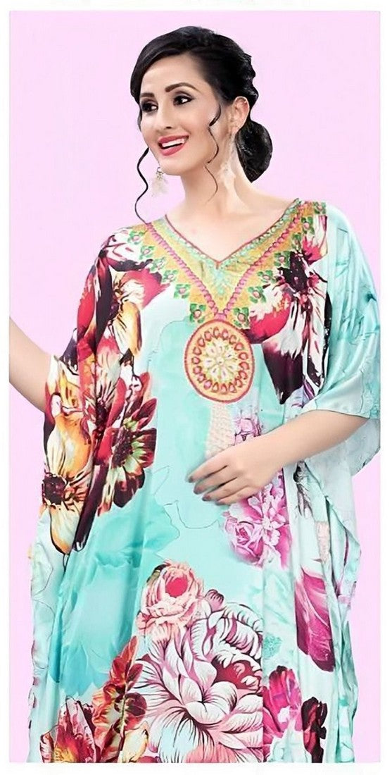 Lovely Aqua Color Satin Fabric Indowestern