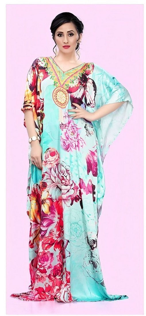 Lovely Aqua Color Satin Fabric Indowestern