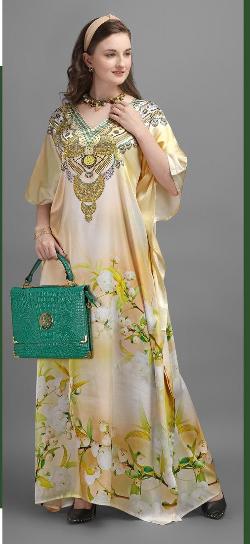 Amazing Cream Color Satin Fabric Indowestern