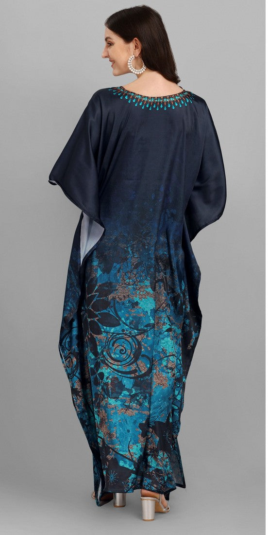 Superb Navy Blue Color Satin Fabric Indowestern