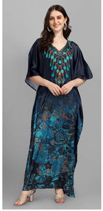 Superb Navy Blue Color Satin Fabric Indowestern