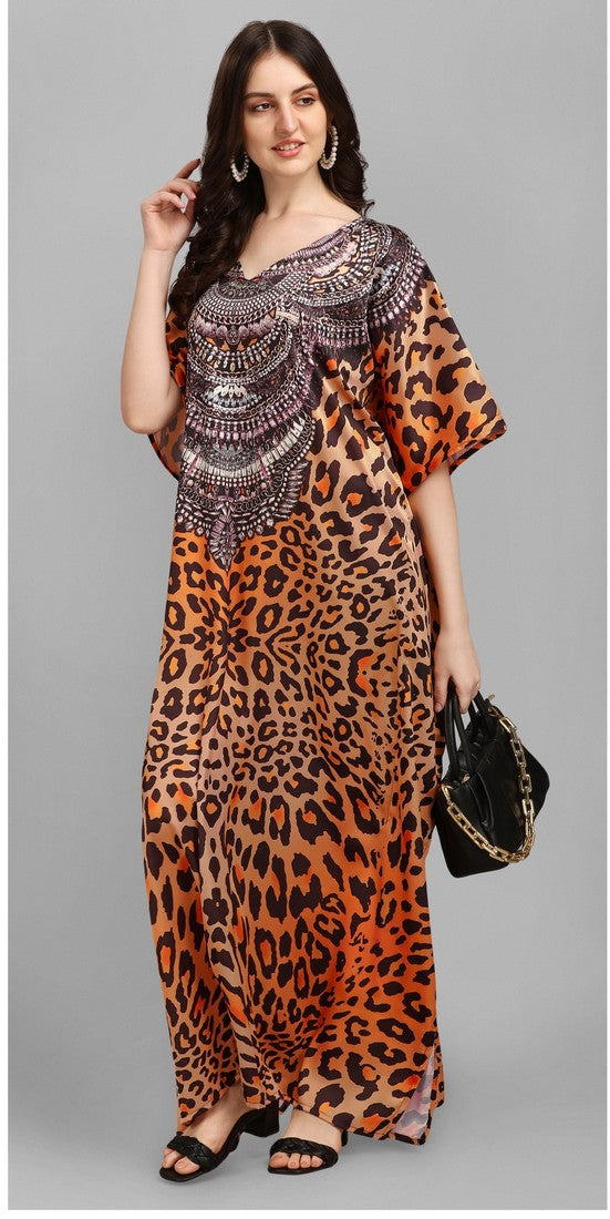 Superb Brown Color Satin Fabric Indowestern