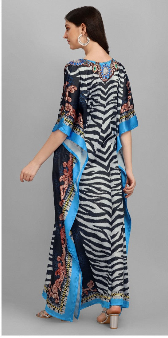 Superb Blue Color Satin Fabric Indowestern