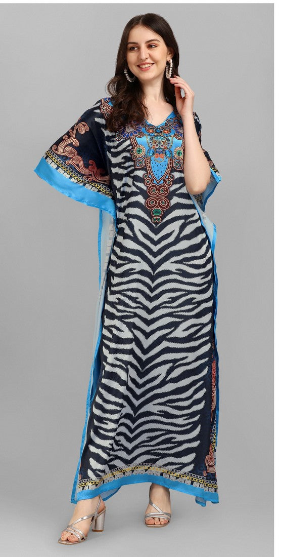 Superb Blue Color Satin Fabric Indowestern