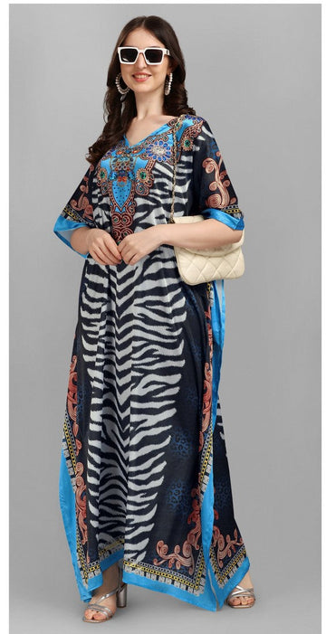 Superb Blue Color Satin Fabric Indowestern