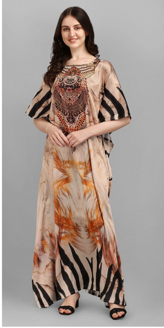 Superb Brown Color Satin Fabric Indowestern