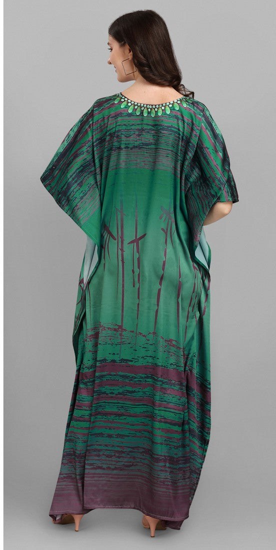 Superb Green Color Satin Fabric Indowestern