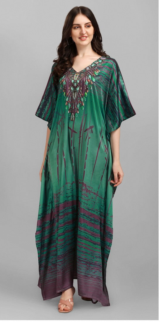 Superb Green Color Satin Fabric Indowestern