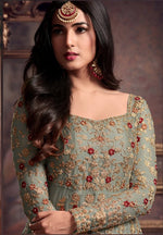 Graceful Green Color Net Fabric Partywear Suit