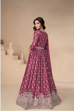 Graceful Pink Color Chinon Fabric Partywear Suit