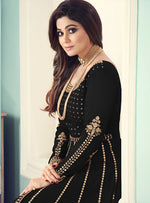 Tasteful Black Color Georgette Fabric Partywear Suit